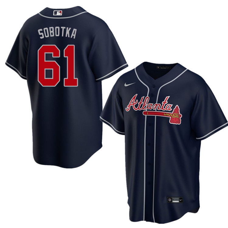 Nike Men #61 Chad Sobotka Atlanta Braves Baseball Jerseys Sale-Navy